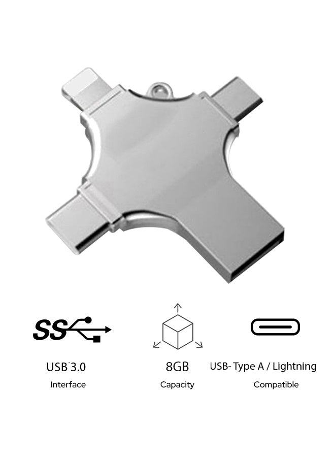 فلاش درايف 4 في 1 بمنفذ USB 3.0 وآخر Type-c 8 GB - Image 1